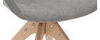 Silla moderna tejido efecto terciopelo gris y madera AARON