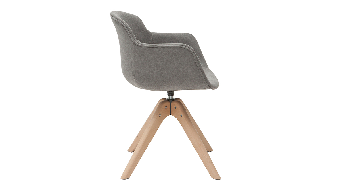 Silla moderna tejido efecto terciopelo gris y madera AARON