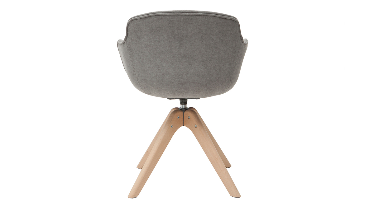 Silla moderna tejido efecto terciopelo gris y madera AARON