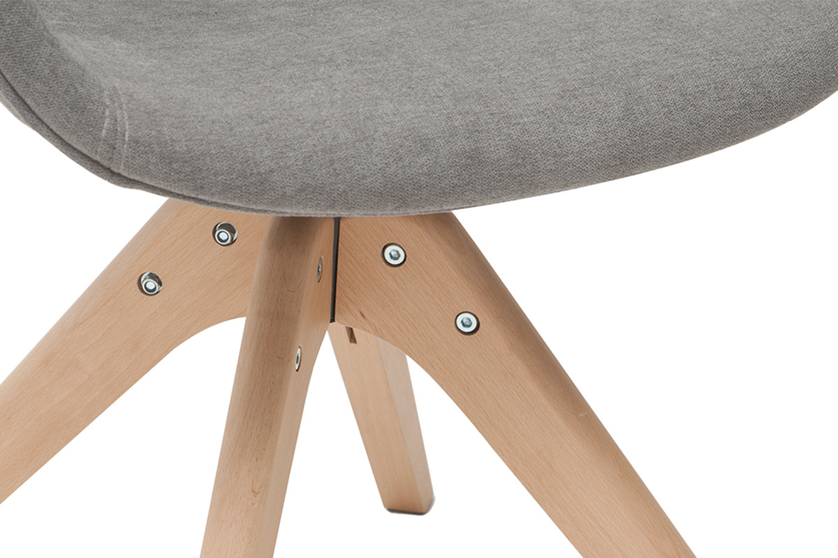 Silla moderna tejido efecto terciopelo gris y madera AARON