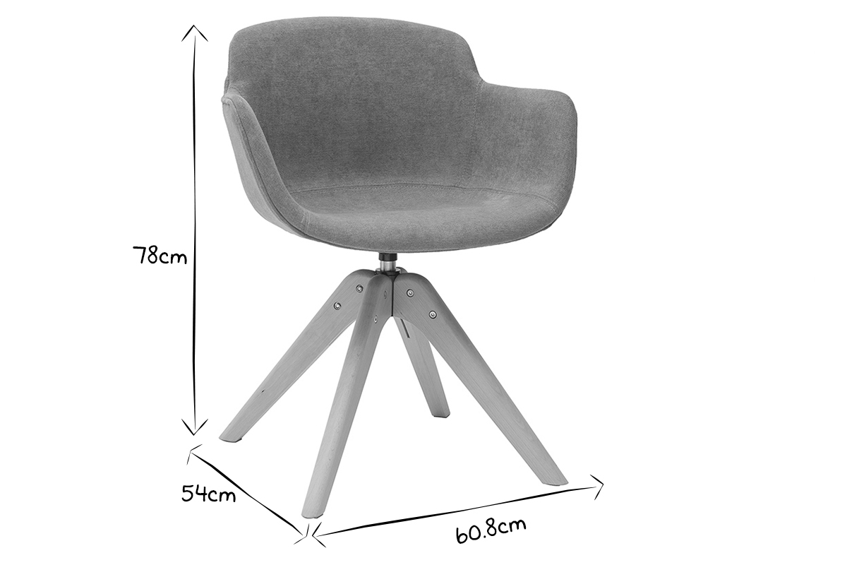 Silla moderna tejido efecto terciopelo gris y madera AARON