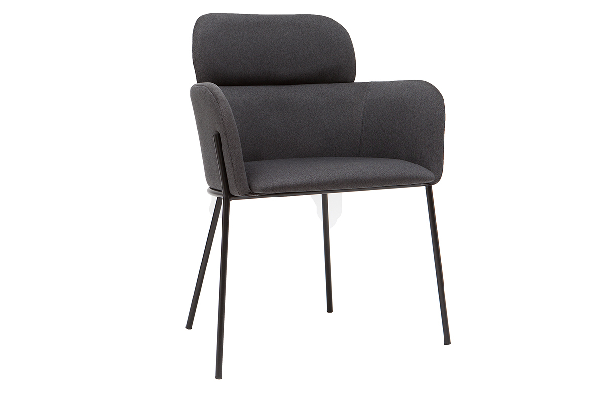 Silla moderna tejido gris y metal negro TULUM