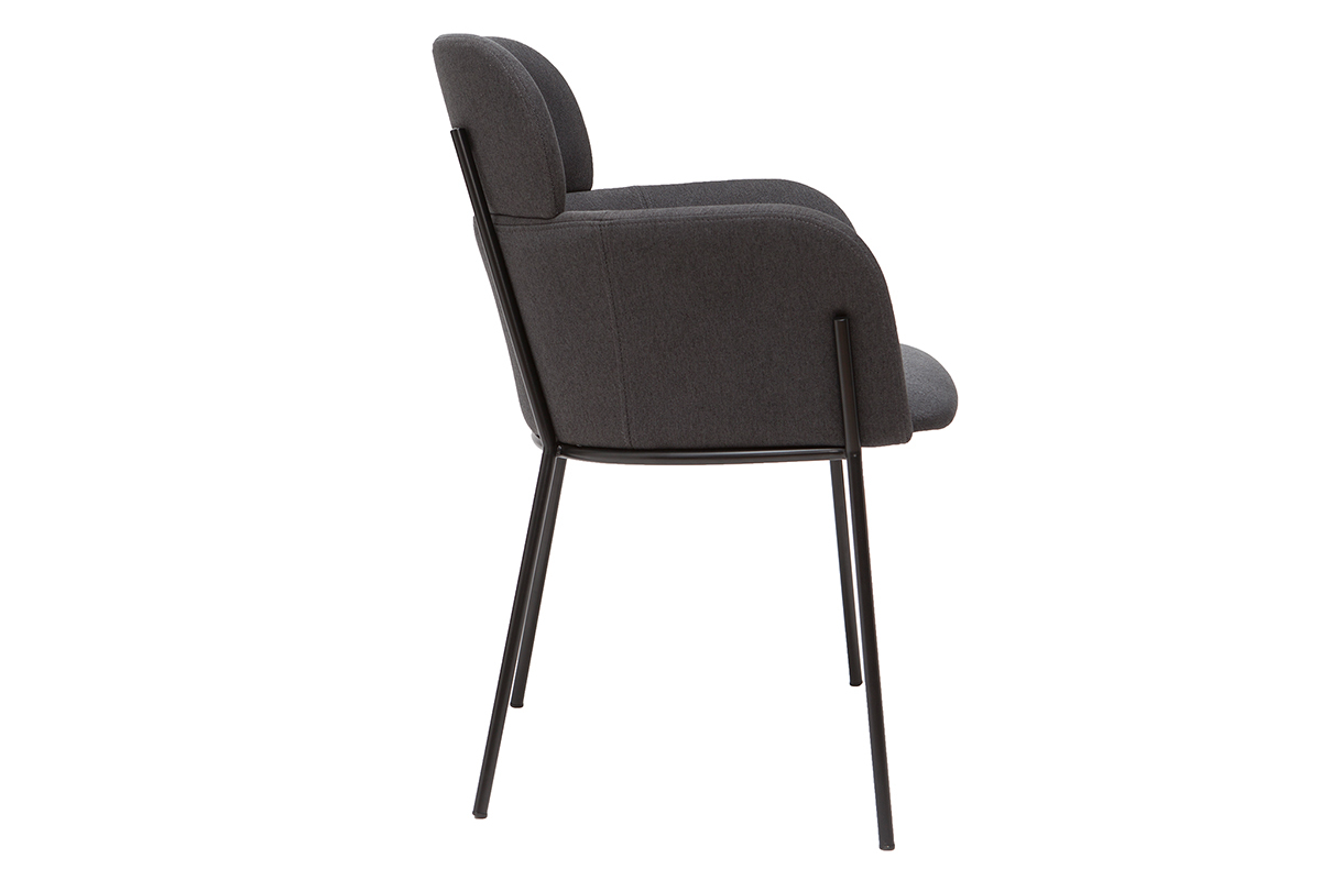 Silla moderna tejido gris y metal negro TULUM