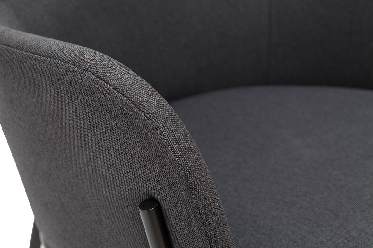 Silla moderna tejido gris y metal negro TULUM