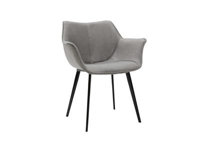 Silla moderna tejido gris y patas metal negro VOLO