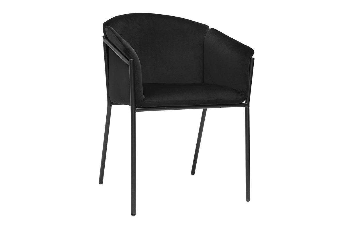 Silla negra de terciopelo y metal BRIANE