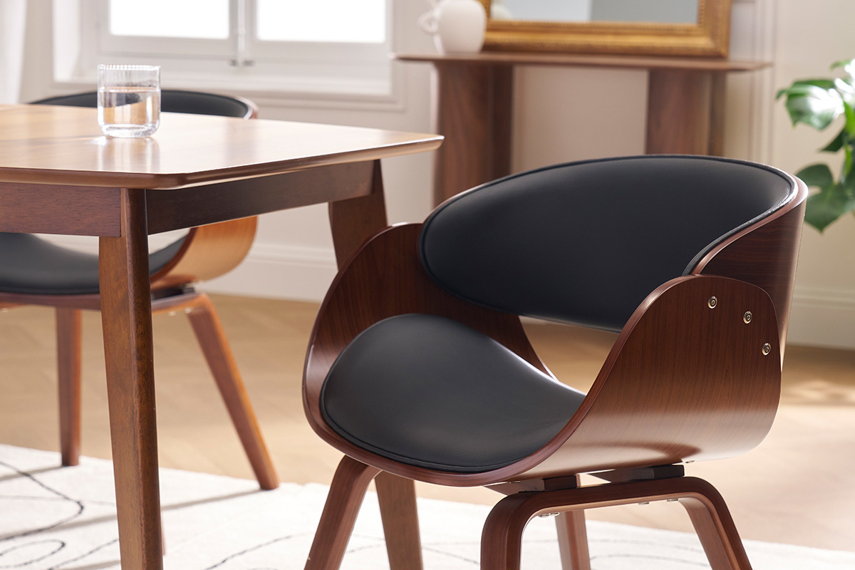 Silla negra y madera oscura nogal BENT