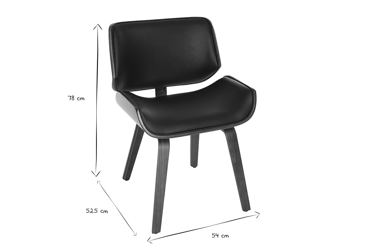 Silla negra y madera oscura nogal RUBBENS