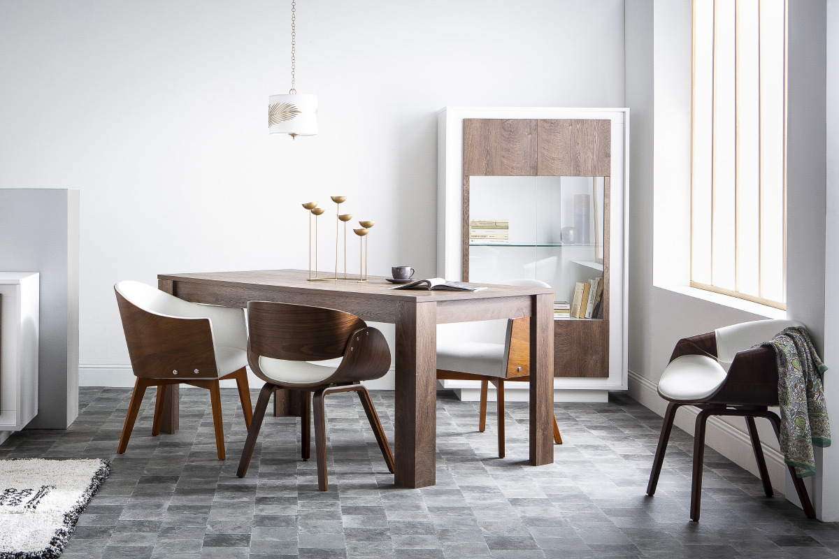 Silla nrdica blanco y madera clara ARAMIS