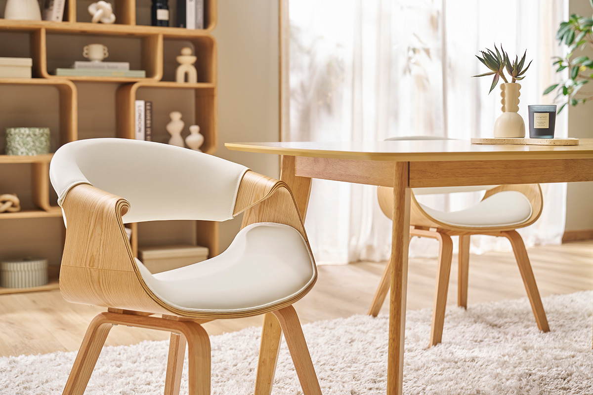Silla nrdica blanco y madera clara ARAMIS