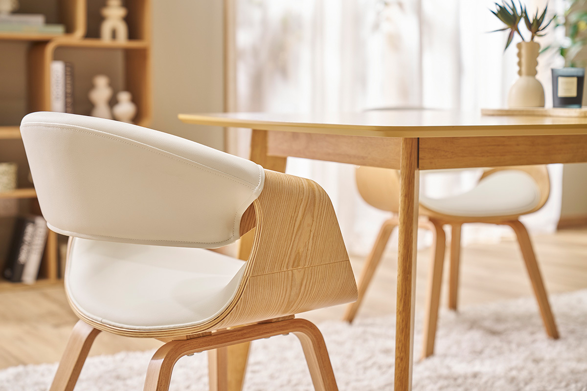 Silla nrdica blanco y madera clara ARAMIS