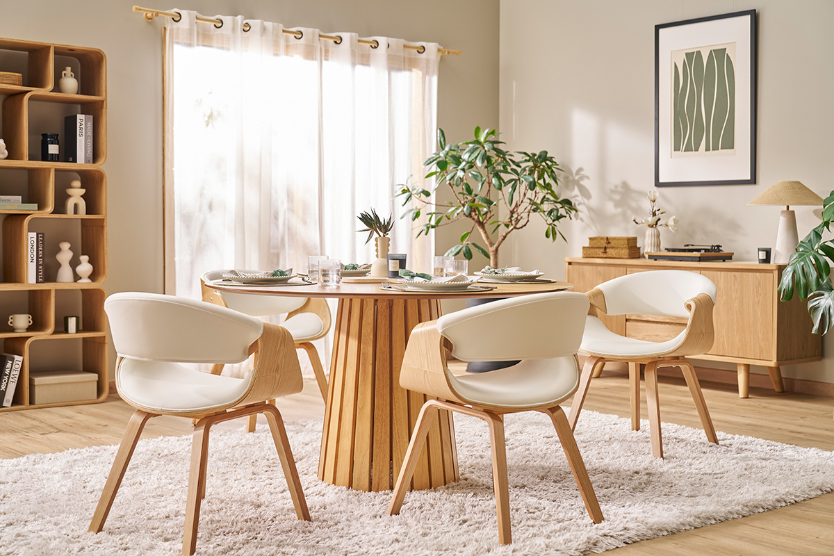 Silla nrdica blanco y madera clara ARAMIS