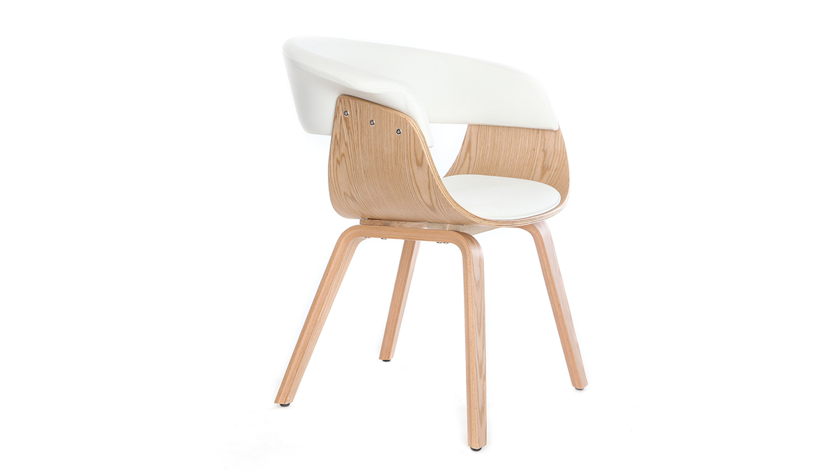 Silla nrdica blanco y madera clara OKTAV