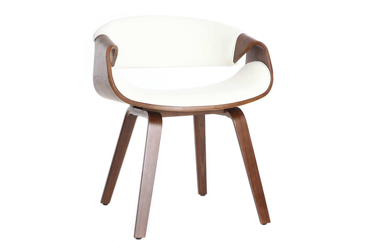 Silla n�rdica blanco y madera oscura ARAMIS