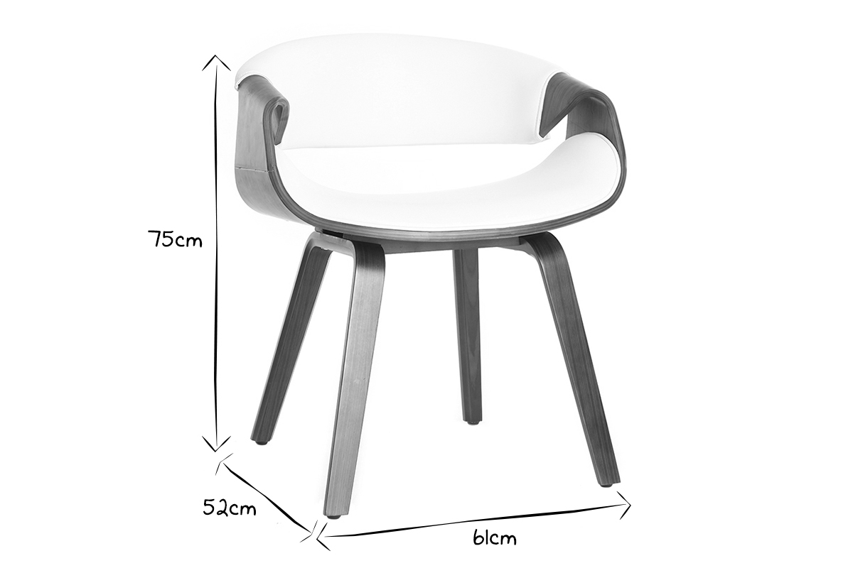 Silla n�rdica blanco y madera oscura ARAMIS