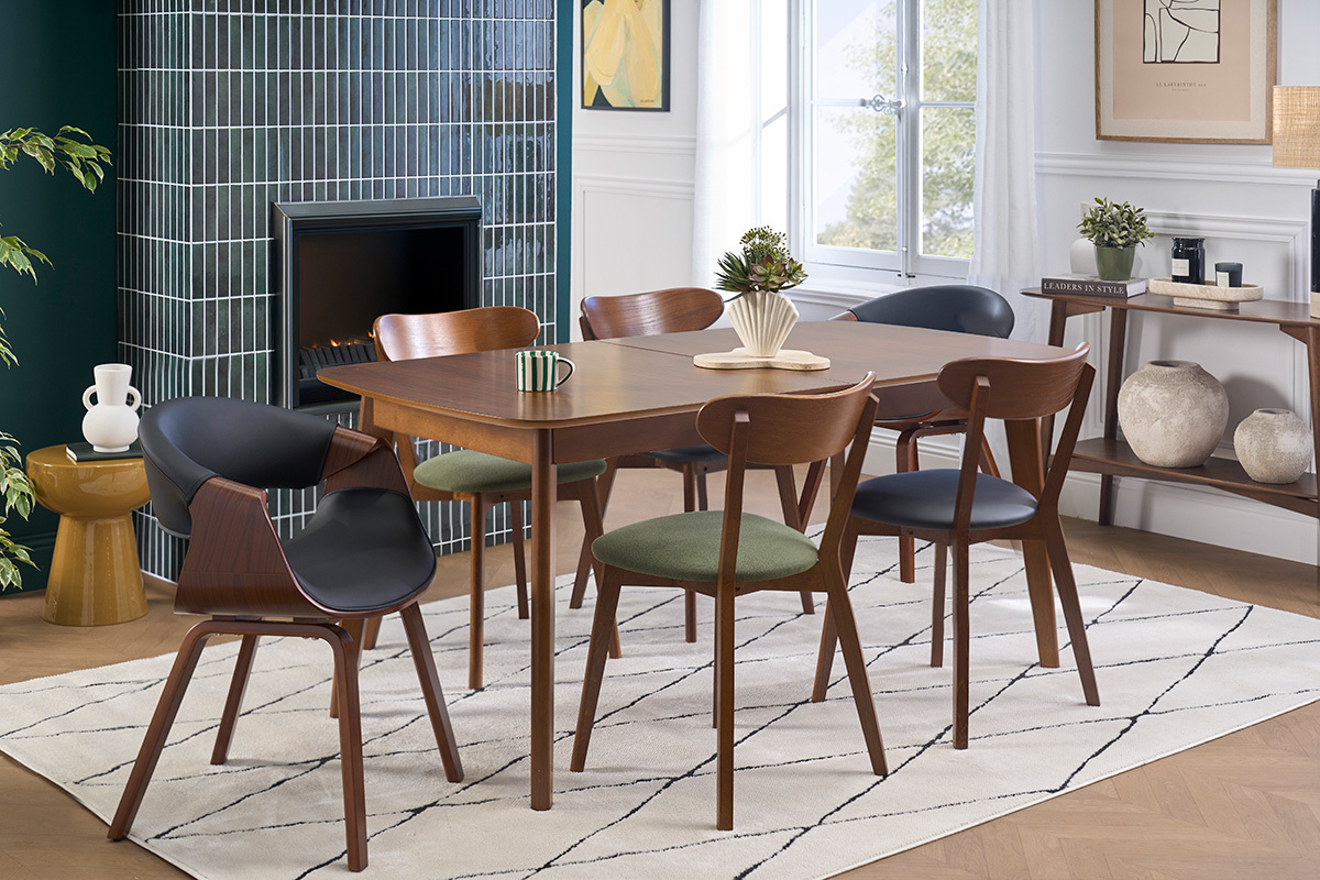 Silla n�rdica negro y madera oscura ARAMIS