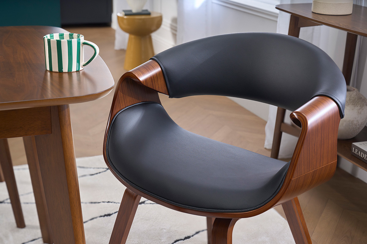 Silla n�rdica negro y madera oscura ARAMIS