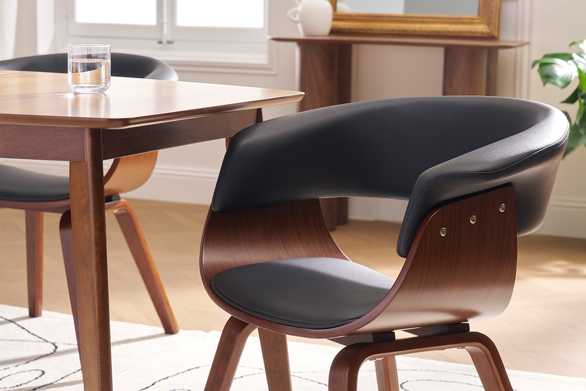Silla nrdica negro y madera oscura OKTAV