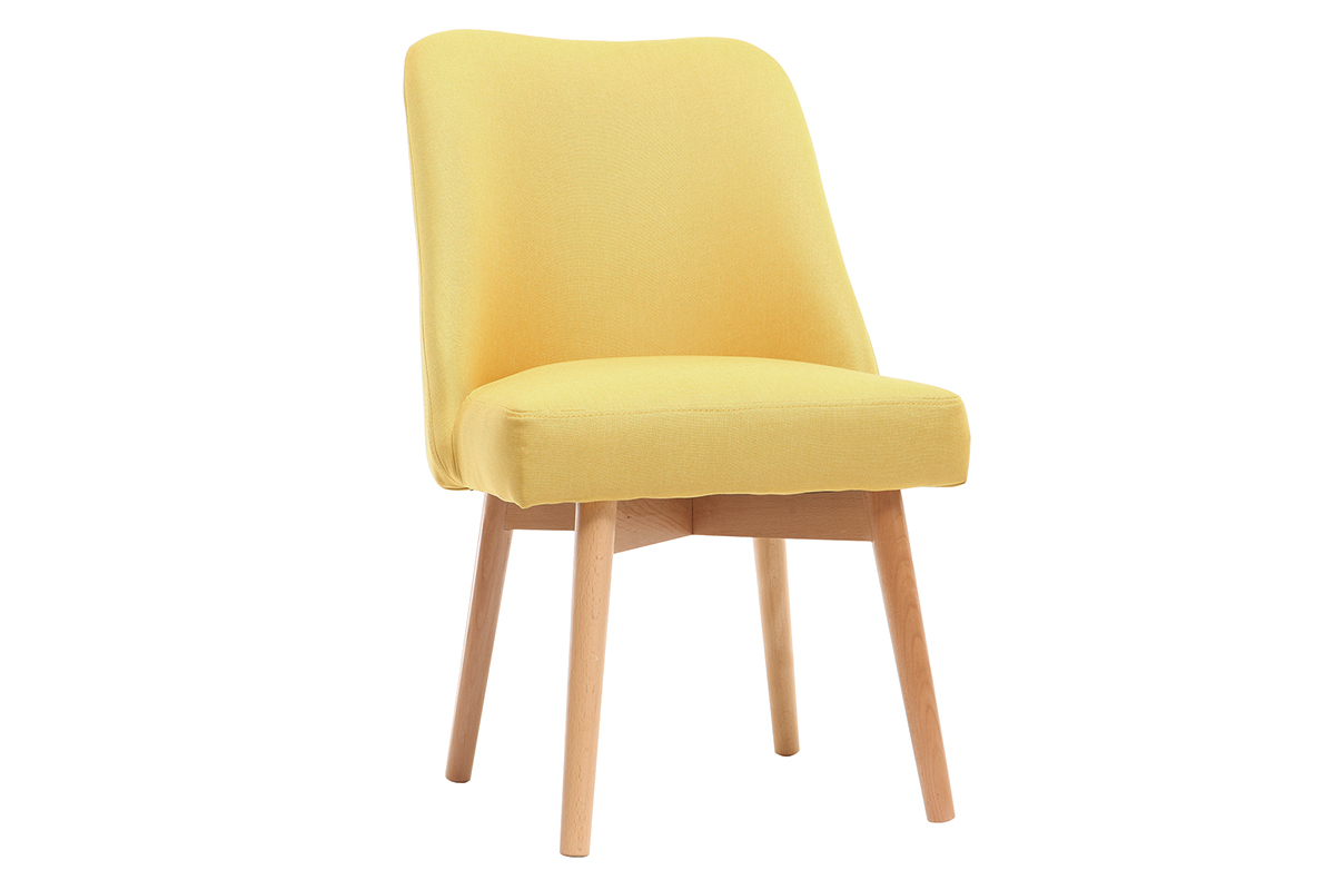 Silla nrdica tejido amarillo patas madera clara LIV