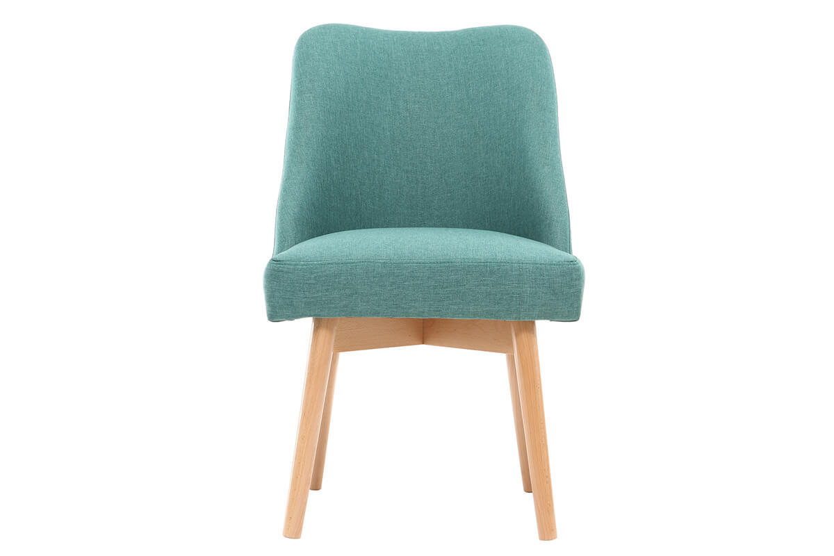 Silla nrdica tejido azul patas madera clara LIV