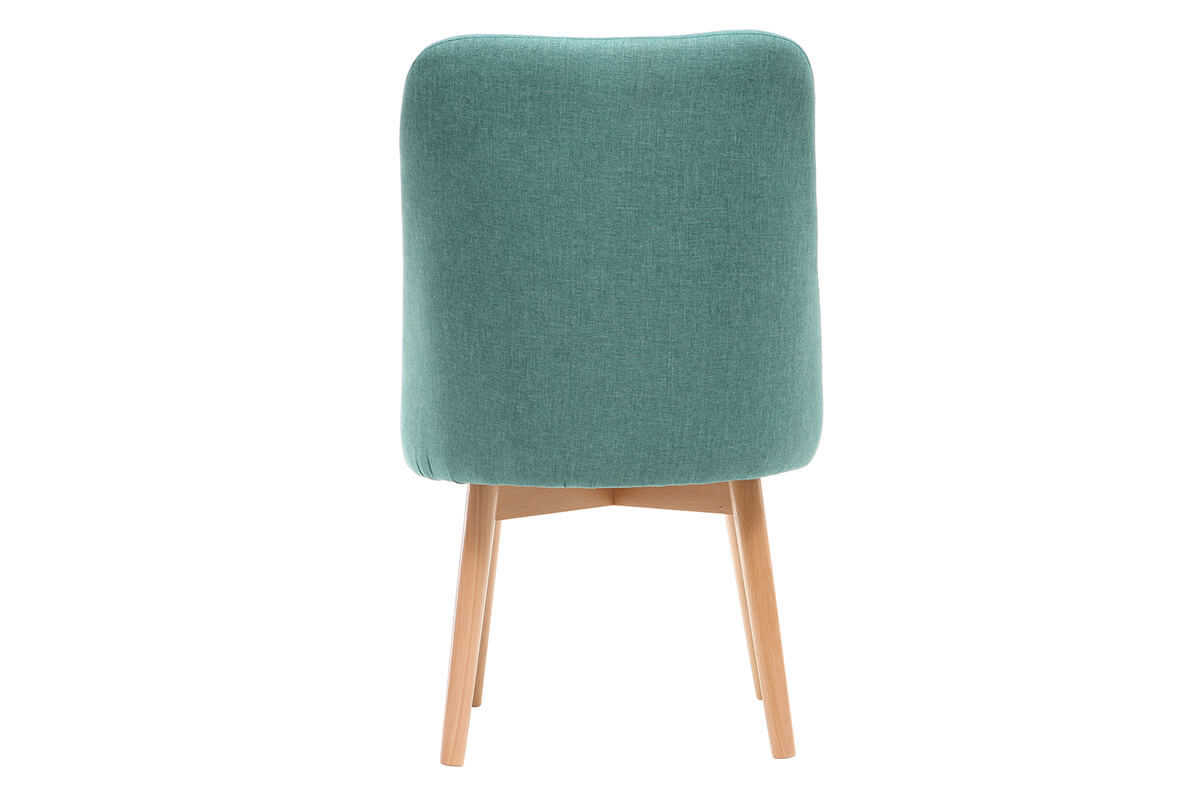 Silla nrdica tejido azul patas madera clara LIV