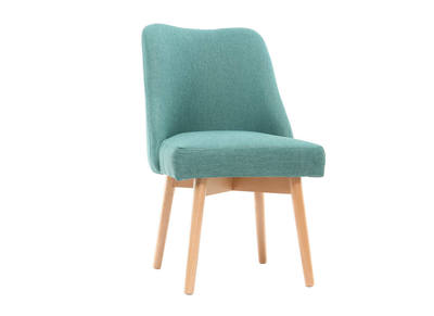 Silla nórdica tejido azul patas madera clara LIV - Silla nórdica tejido azul patas madera clara LIV