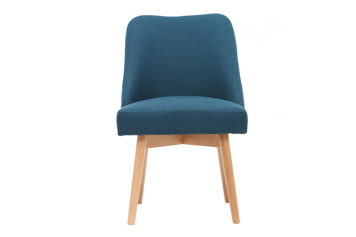 Silla nrdica tejido azul petrleo patas madera clara LIV