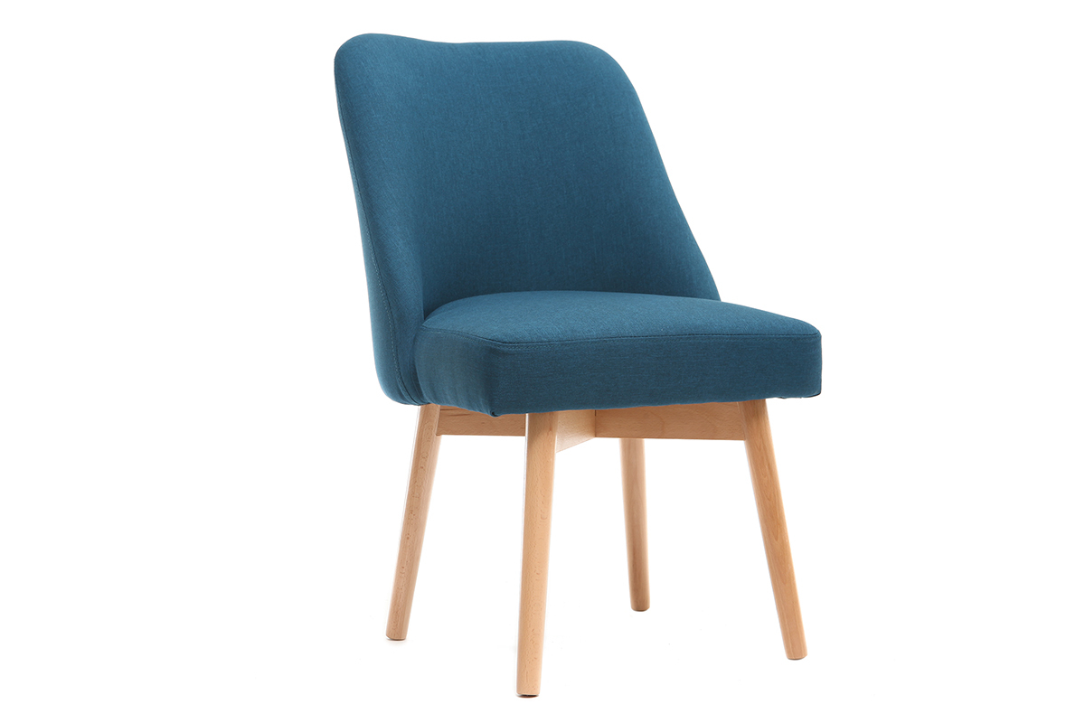 Silla nrdica tejido azul petrleo patas madera clara LIV
