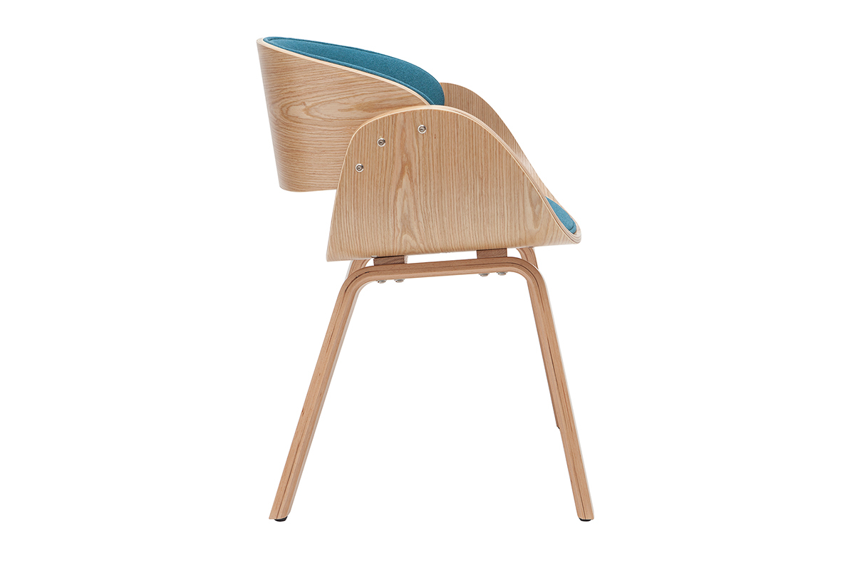 Silla tejido azul petrleo y madera clara BENT