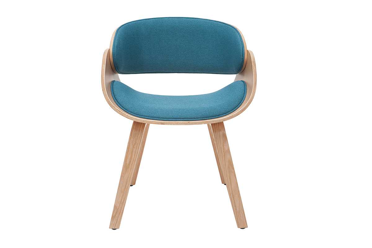 Silla tejido azul petrleo y madera clara BENT