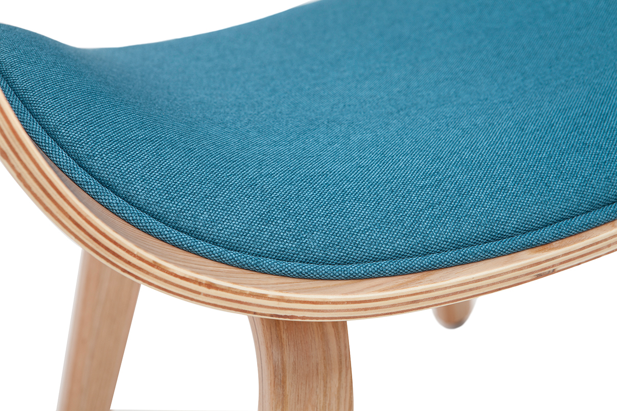 Silla tejido azul petrleo y madera clara BENT