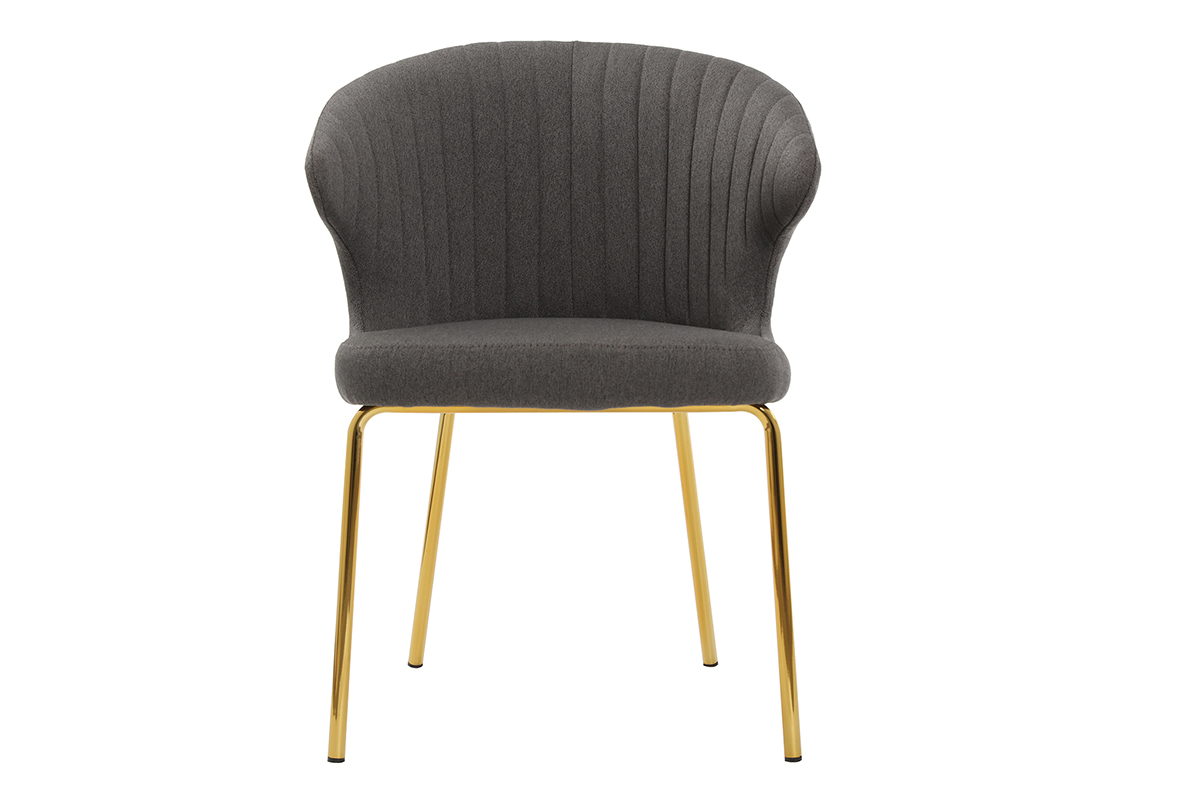 Silla tejido gris oscuro patas metal dorado REQUIEM