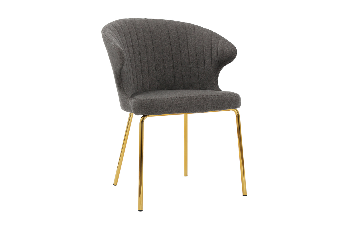 Silla tejido gris oscuro patas metal dorado REQUIEM