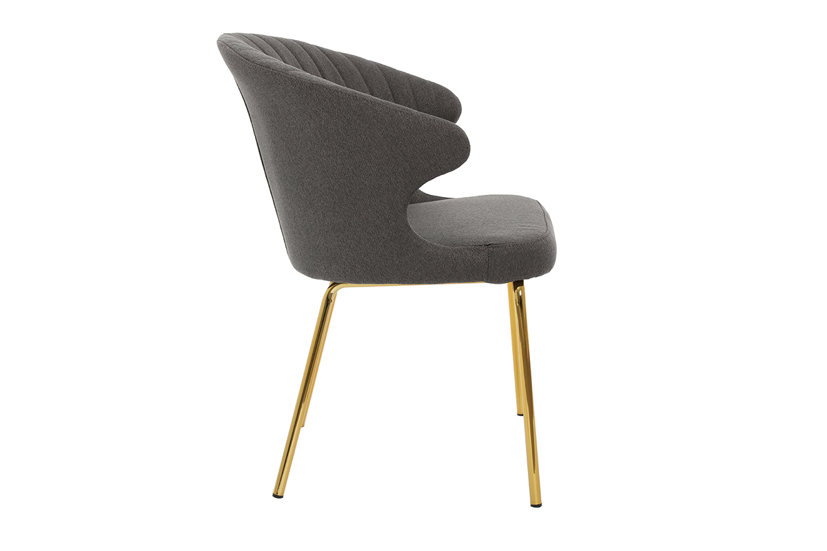 Silla tejido gris oscuro patas metal dorado REQUIEM