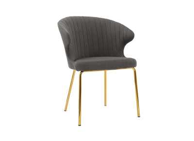 Silla tejido gris oscuro patas metal dorado REQUIEM