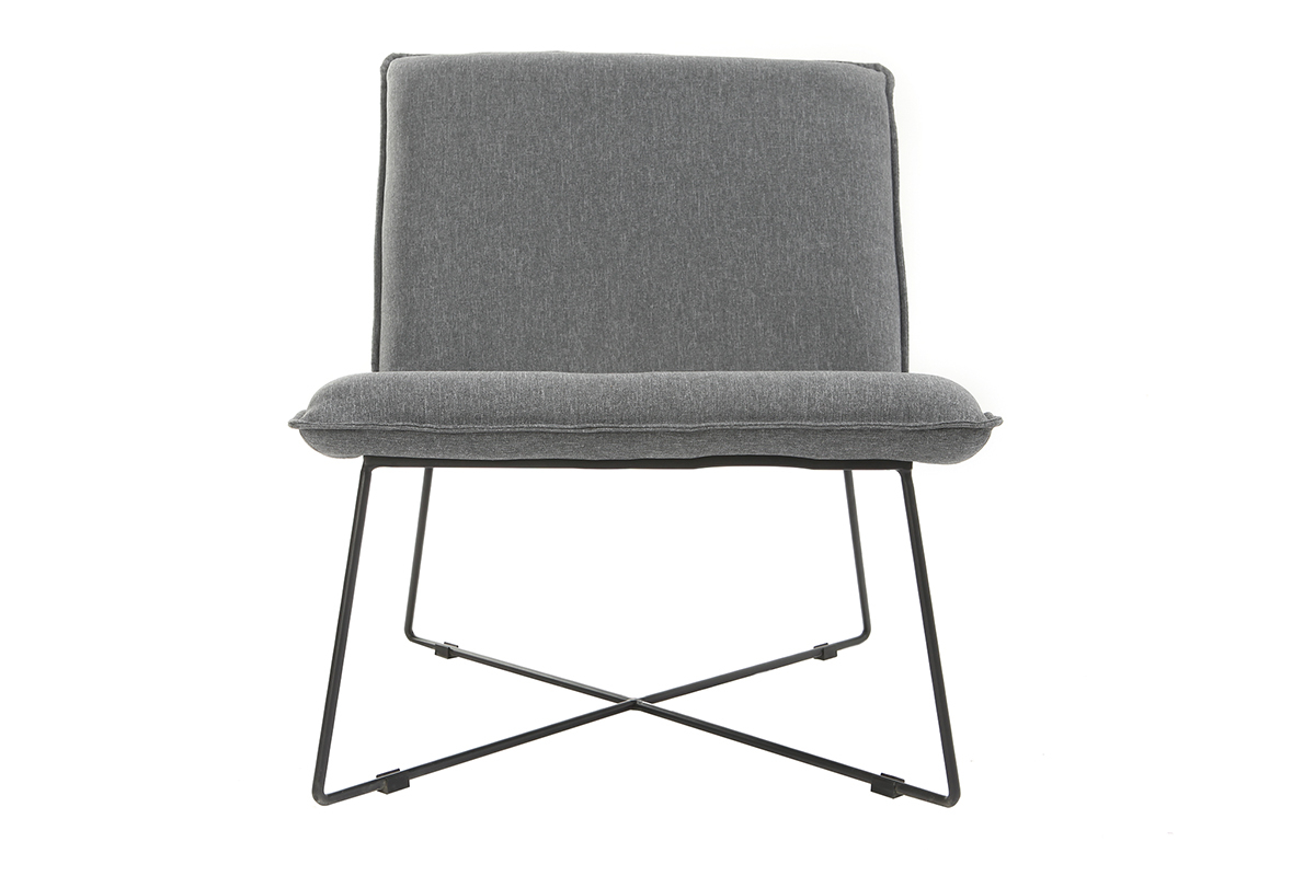 Silla tejido gris oscuro y estructura en metal negro PILO