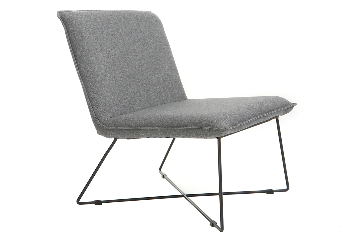 Silla tejido gris oscuro y estructura en metal negro PILO