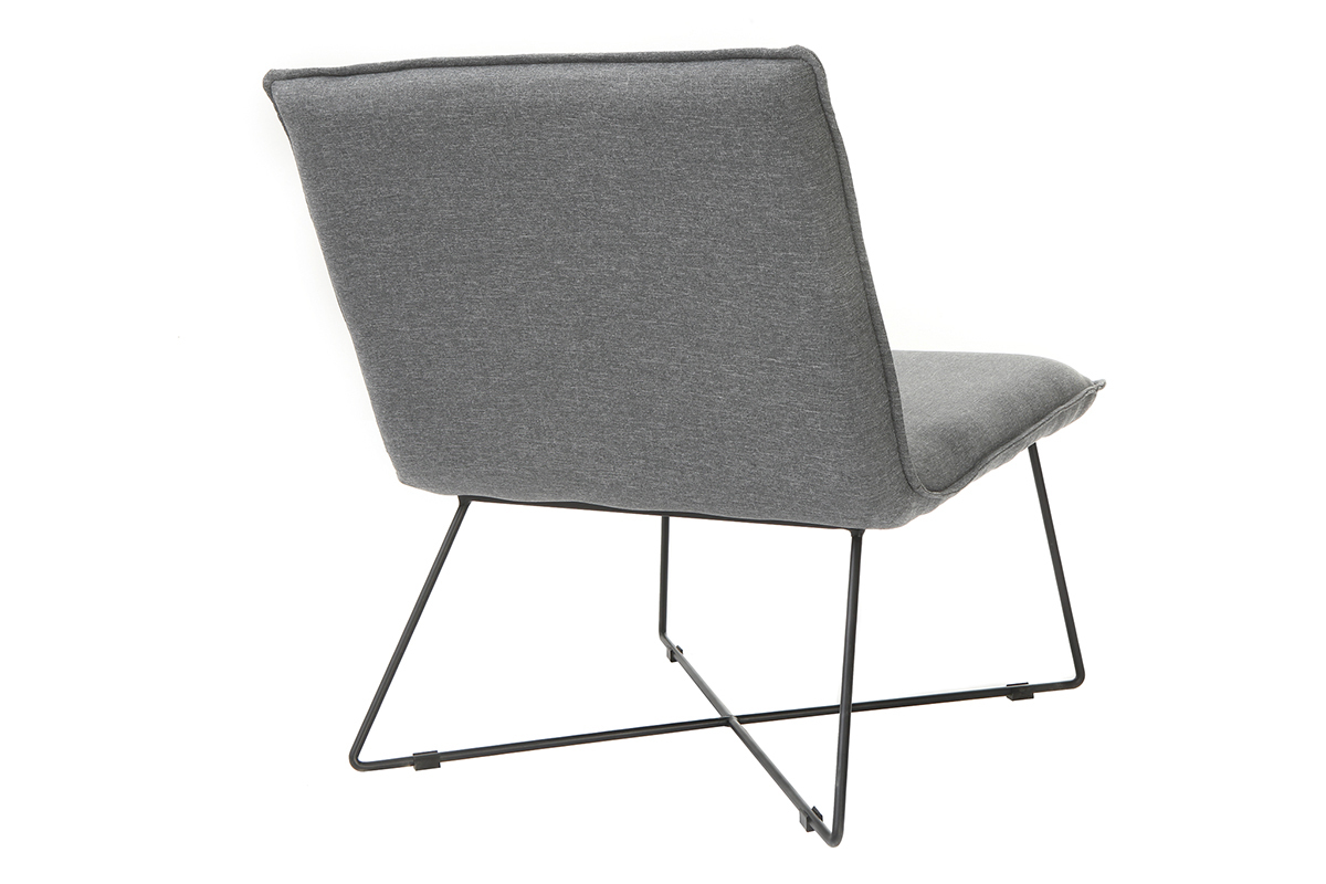 Silla tejido gris oscuro y estructura en metal negro PILO
