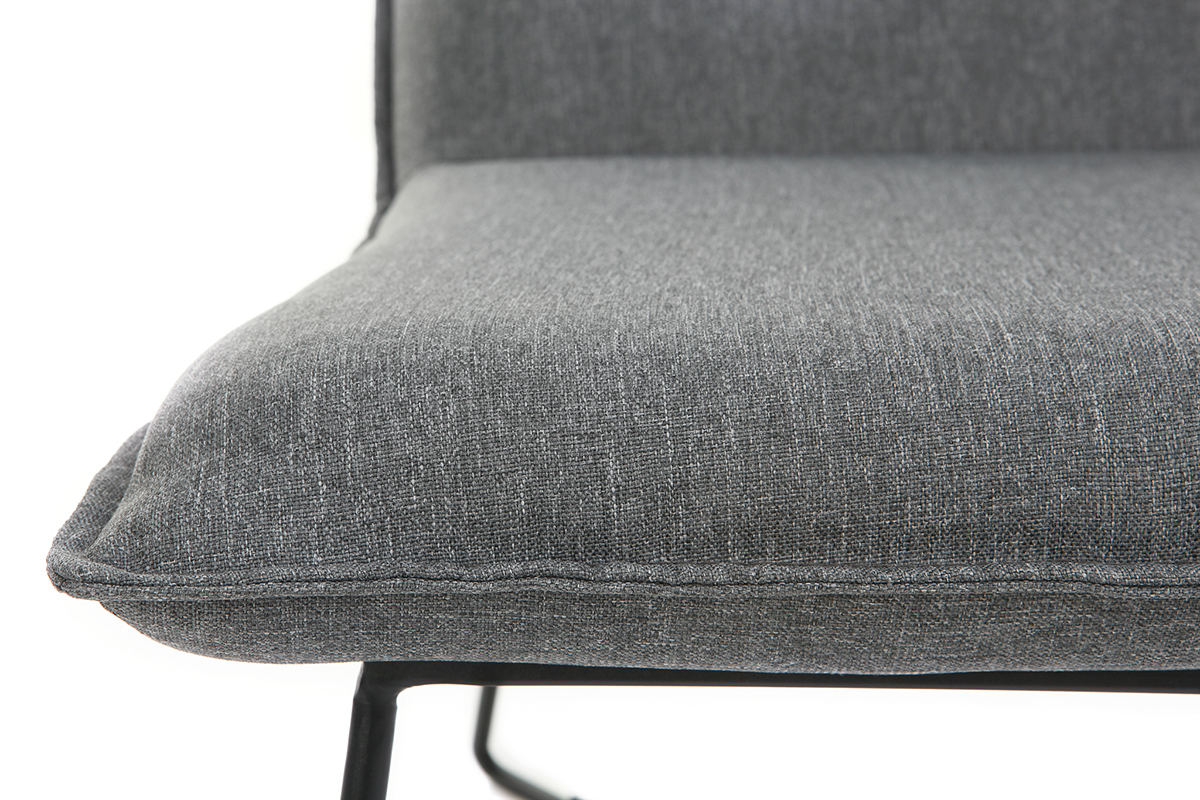 Silla tejido gris oscuro y estructura en metal negro PILO