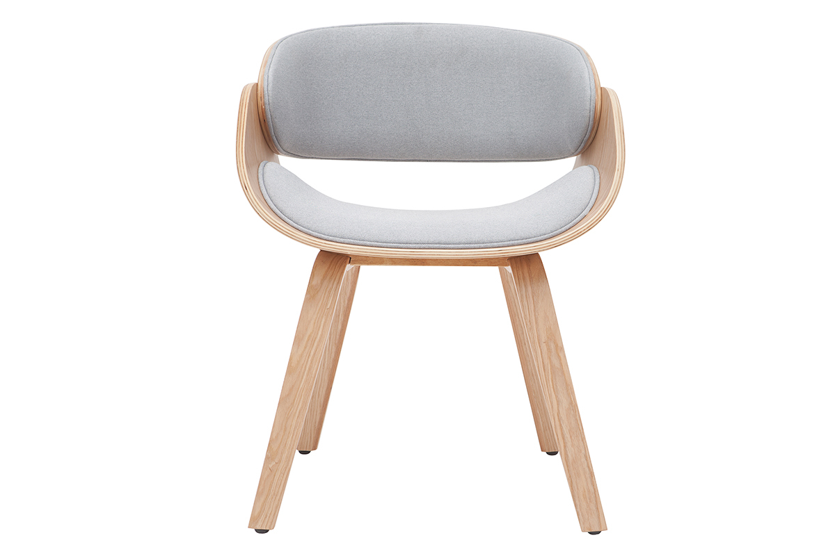 Silla tejido gris y madera clara BENT