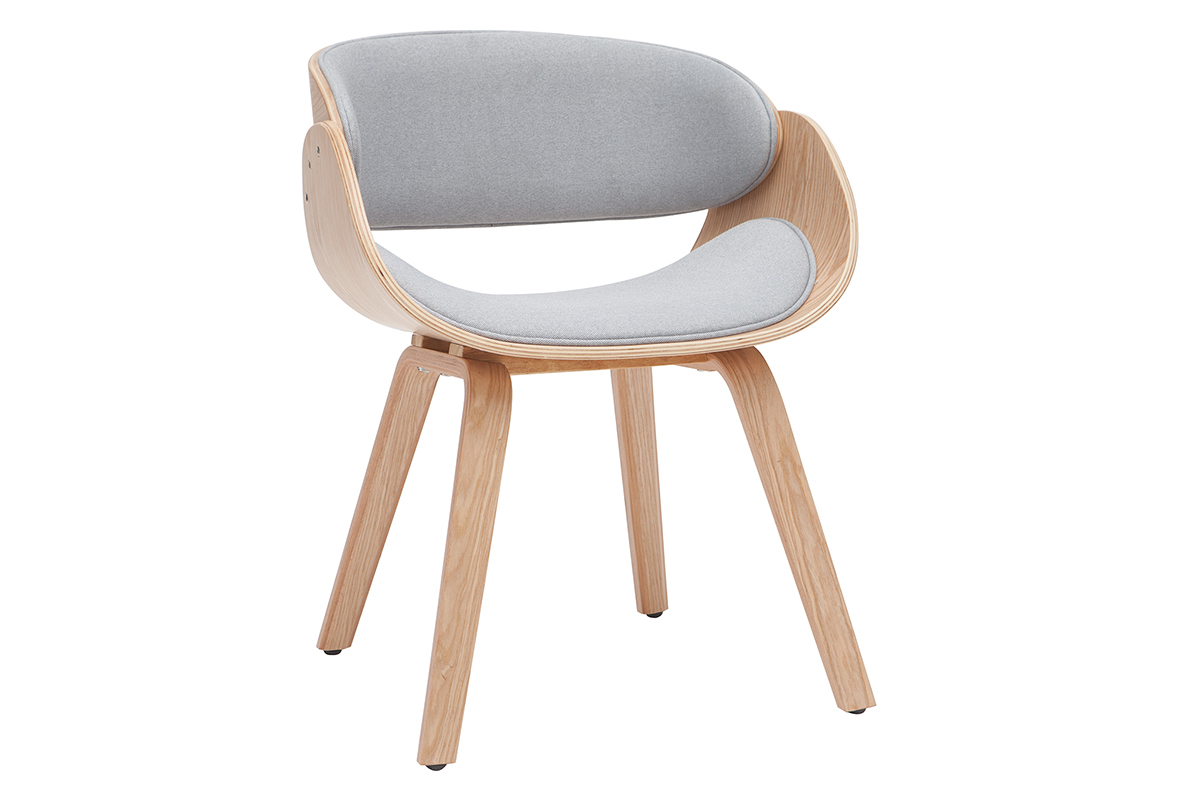 Silla tejido gris y madera clara BENT