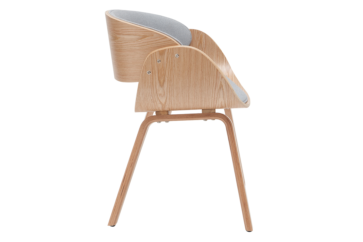 Silla tejido gris y madera clara BENT