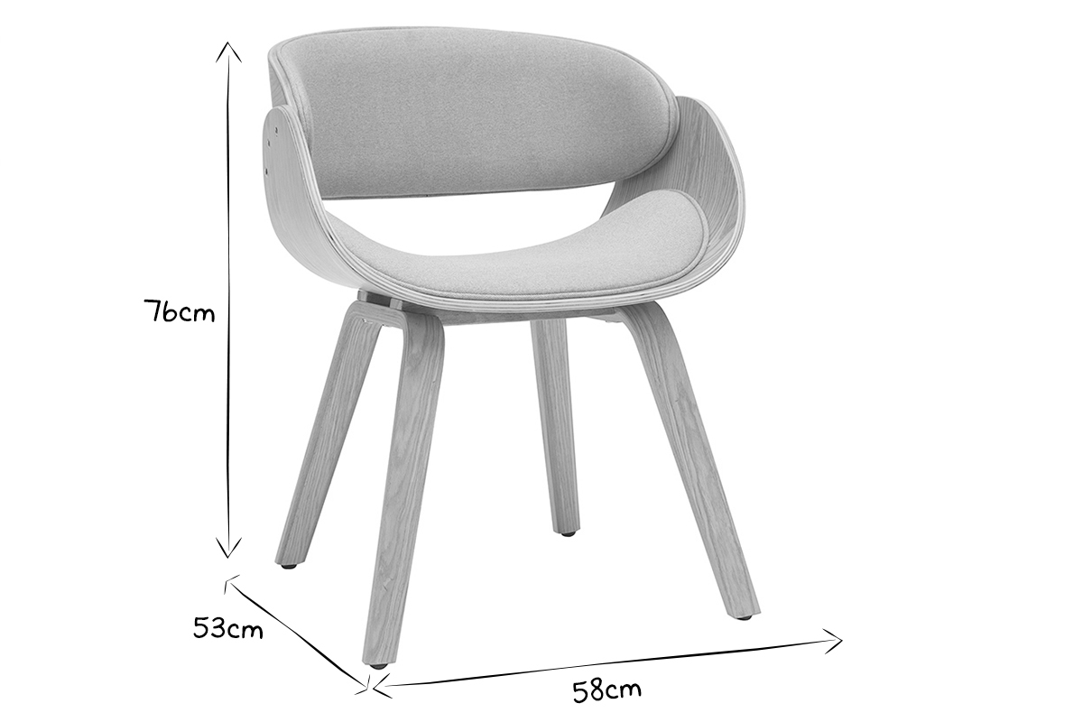 Silla tejido gris y madera clara BENT