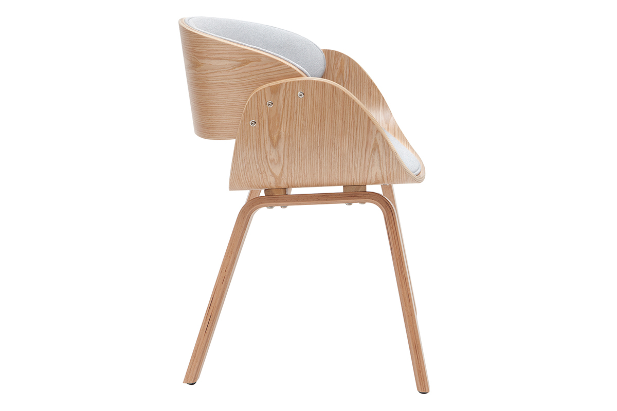 Silla tejido gris y madera clara BENT