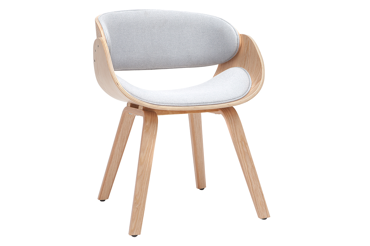 Silla tejido gris y madera clara BENT