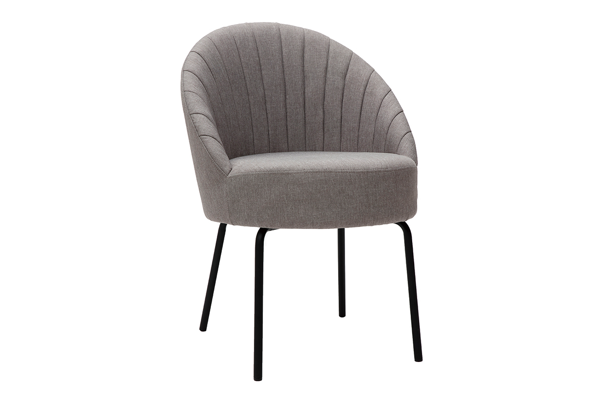 Silla tejido gris y metal negro IZAAC