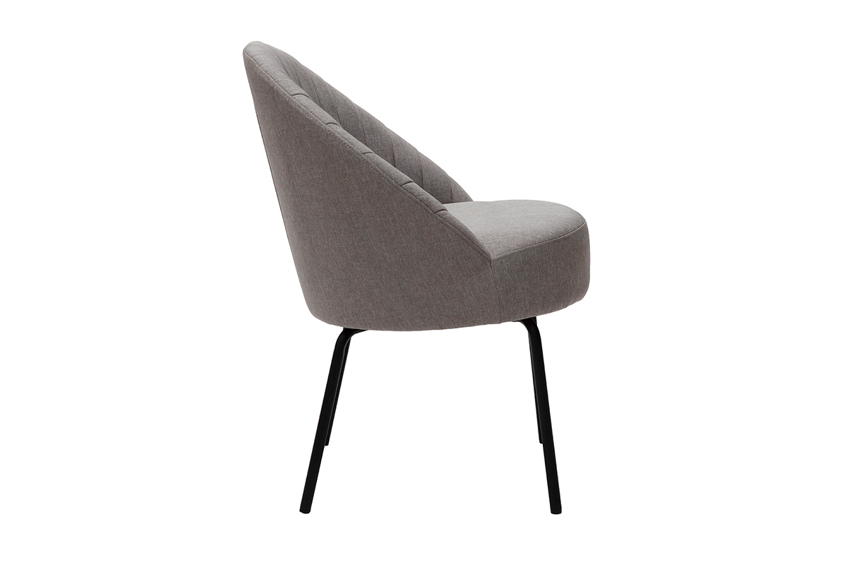 Silla tejido gris y metal negro IZAAC