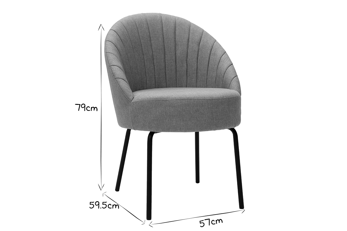 Silla tejido gris y metal negro IZAAC