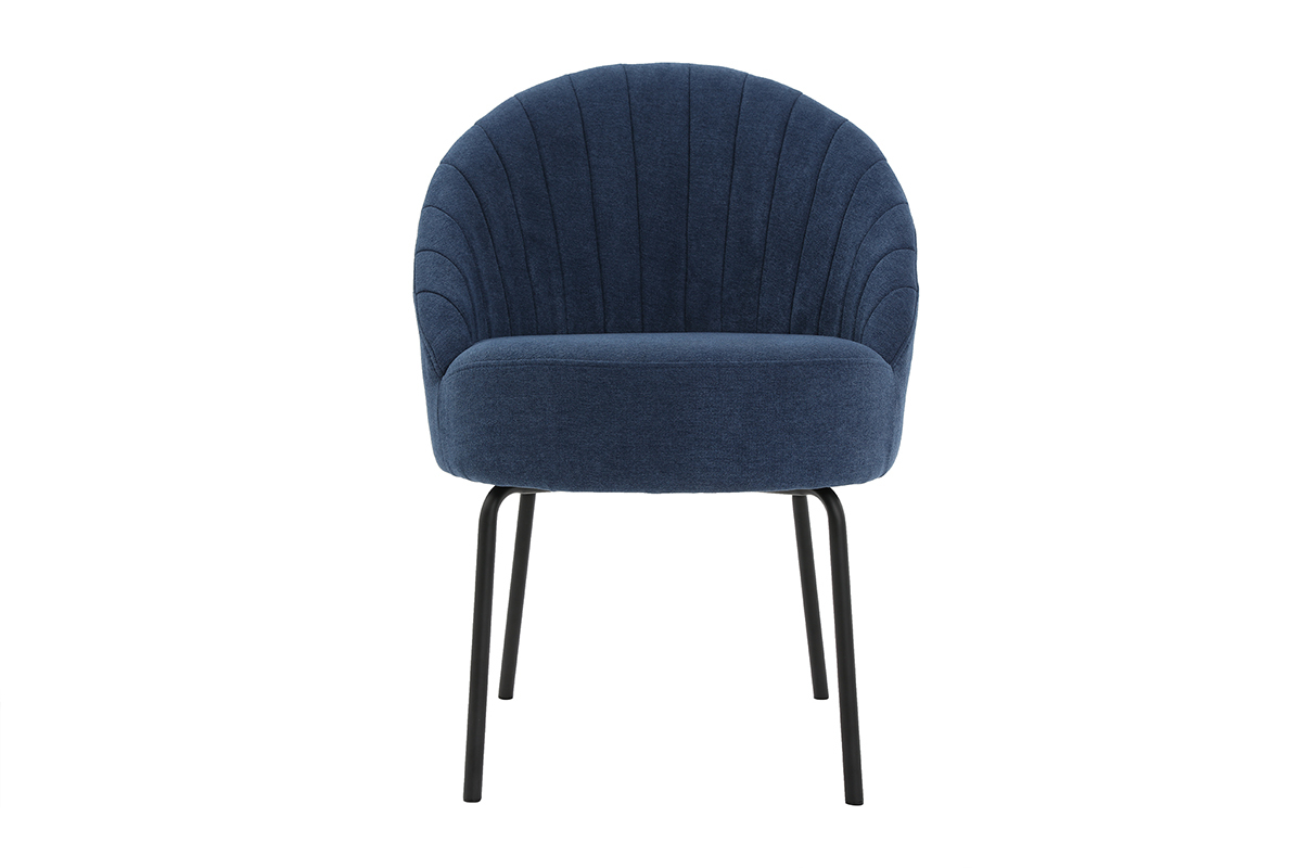 Silla terciopelo azul y metal negro IZAAC