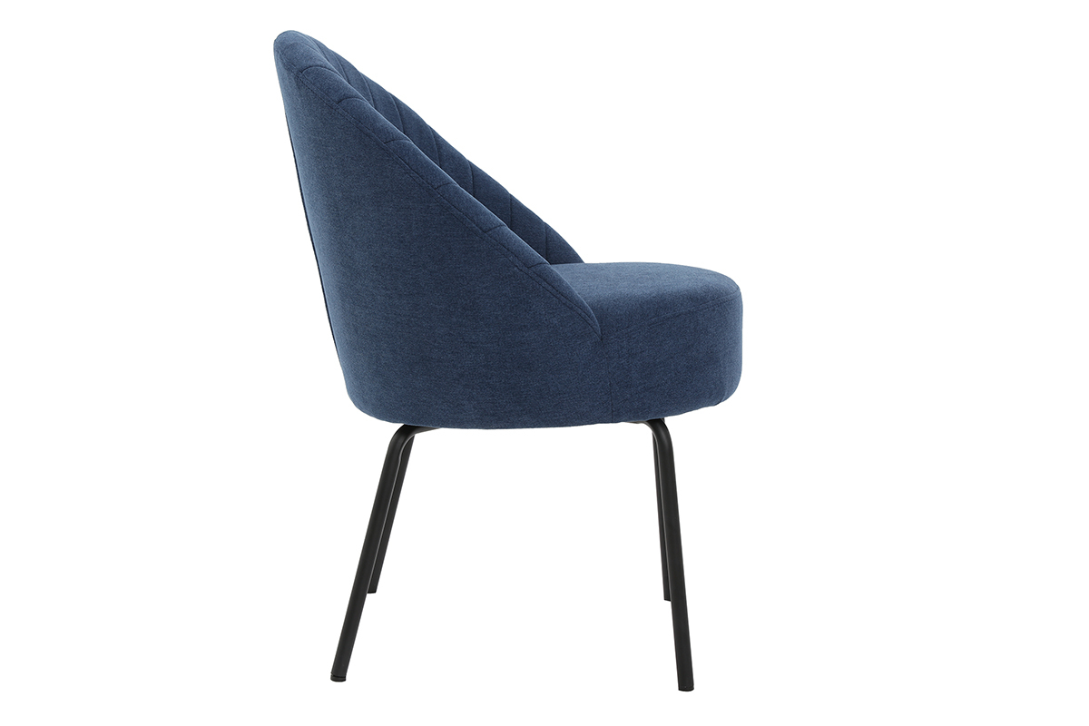 Silla terciopelo azul y metal negro IZAAC